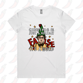 XS / White / Large Front Design Dwight Christmas 👩‍🌾🎄- Women's T Shirt