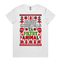 XS / White / Large Front Design Filthy Animal Christmas 🎅 – Women's T Shirt
