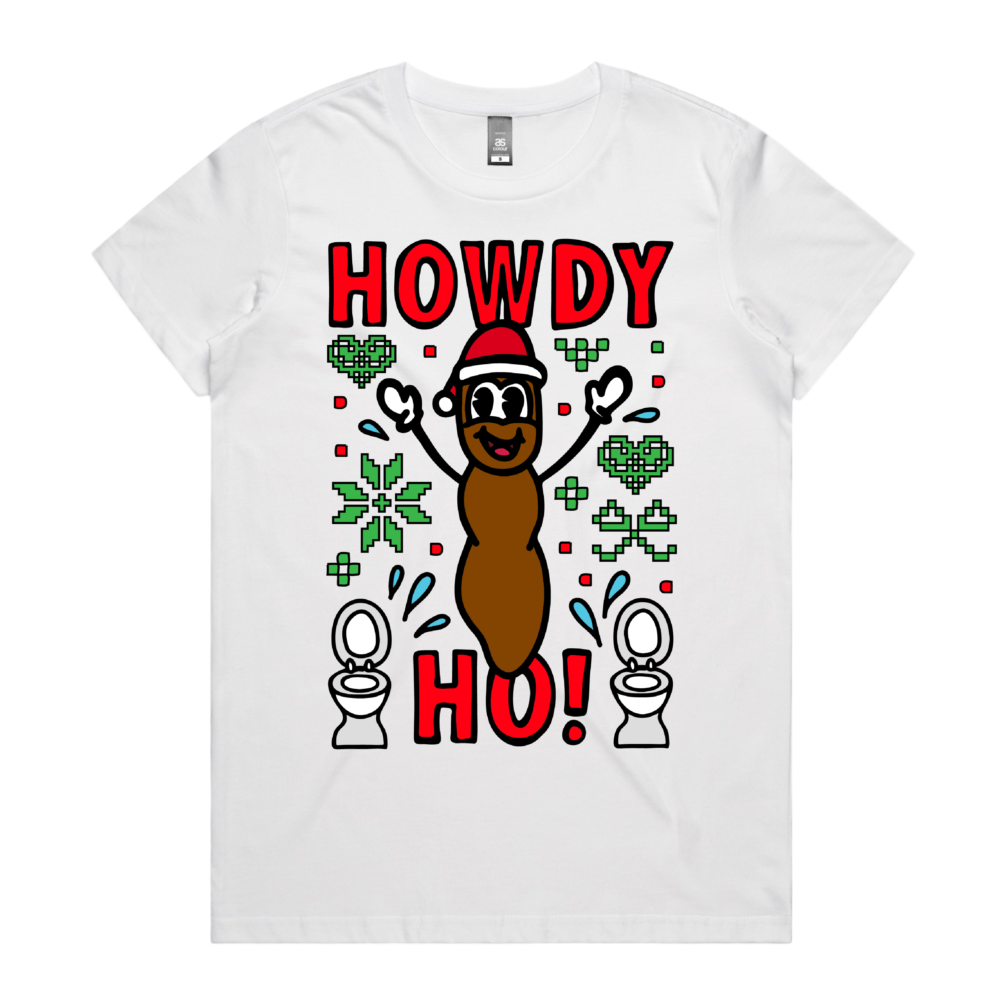 XS / White / Large Front Design Howdy Ho 💩🎅 – Women's T Shirt