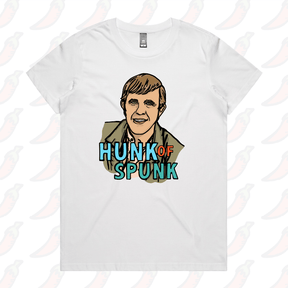 XS / White / Large Front Design Hunk Of Spunk 👱- Women's T Shirt