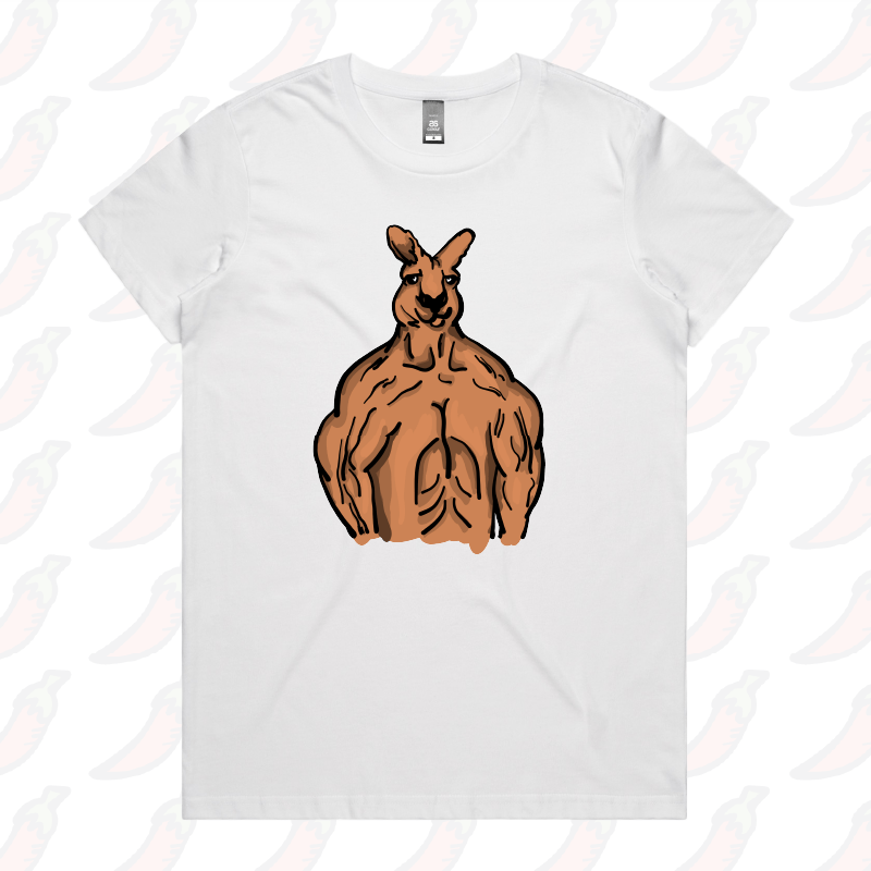 XS / White / Large Front Design Jacked Kangaroo 🦘 - Women's T Shirt