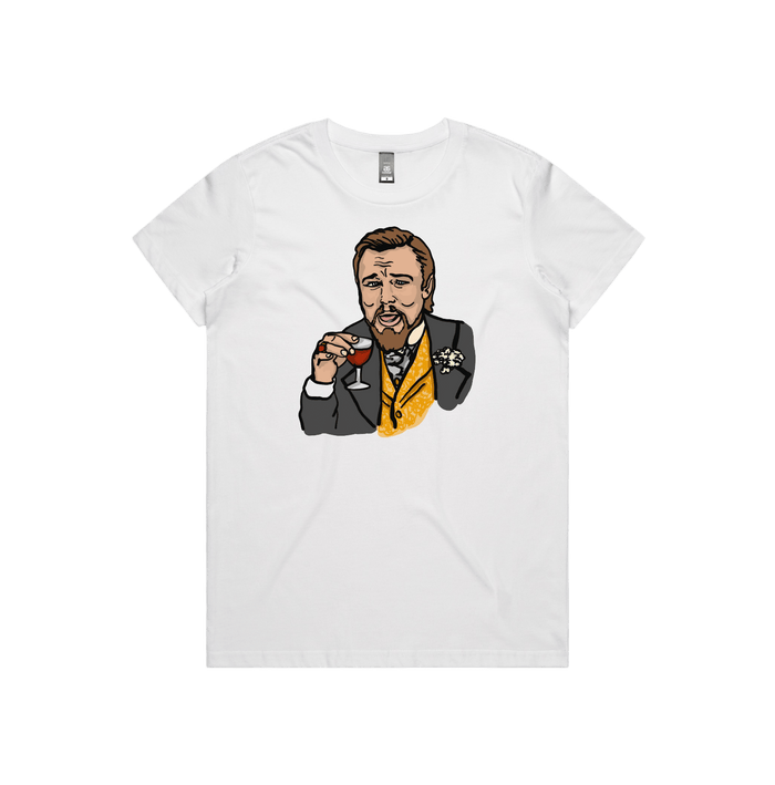 XS / White / Large Front Design Laughing Leo 🍷 - Women's T Shirt