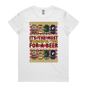 XS / White / Large Front Design Most Wonderful Time For A Beer 🎁🍻 – Women's T Shirt
