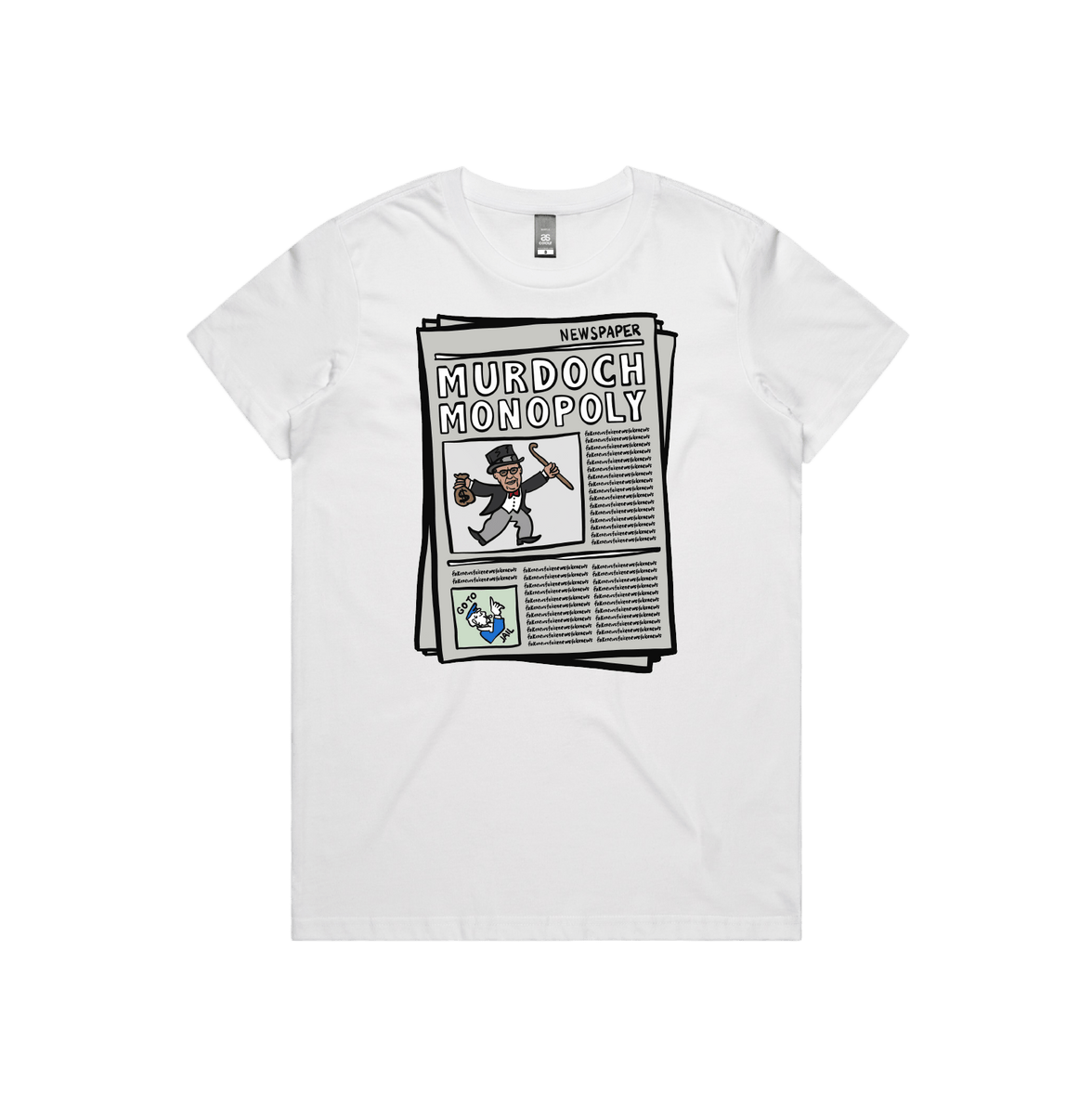XS / White / Large Front Design Murdoch Monopoly 📰 - Women's T Shirt