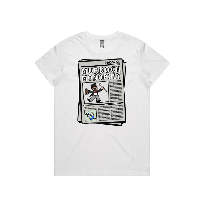 XS / White / Large Front Design Murdoch Monopoly 📰 - Women's T Shirt
