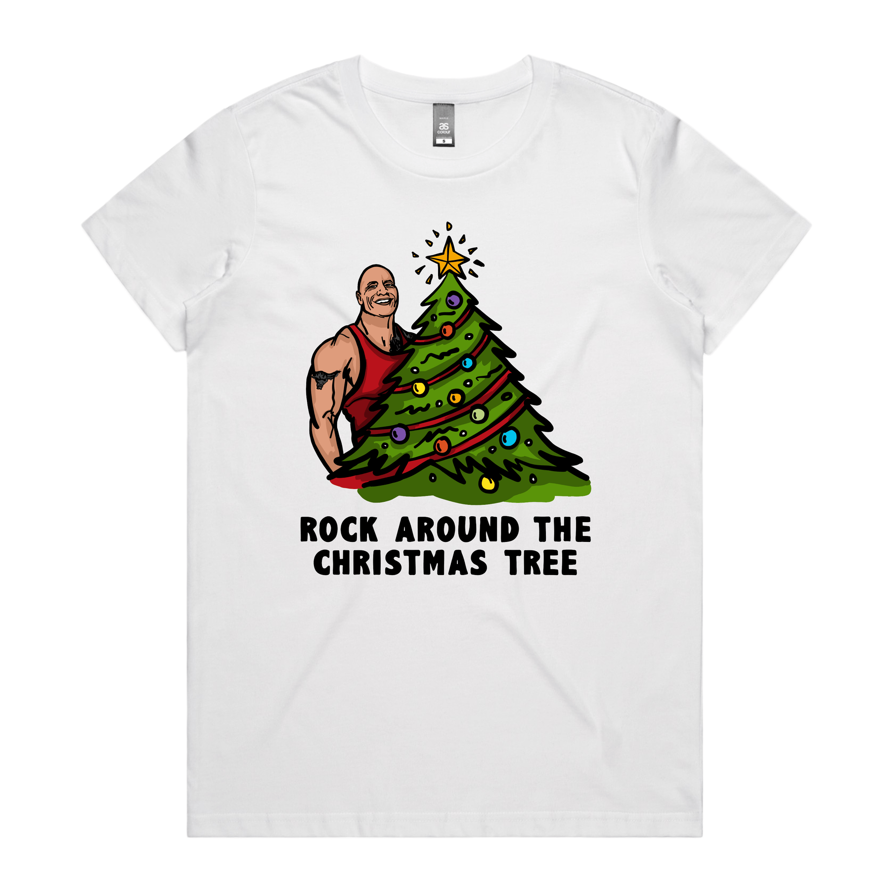 XS / White / Large Front Design Rock Around The Christmas Tree 🎄 - Women's T Shirt