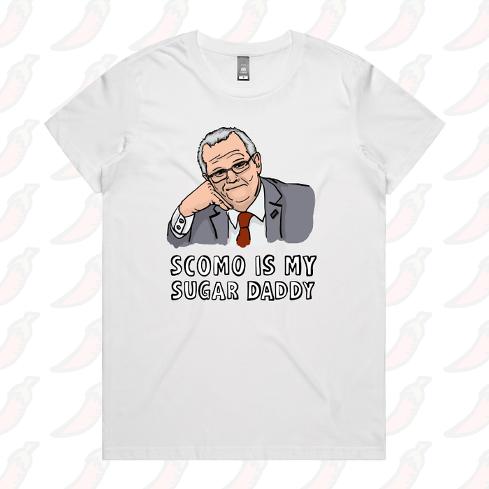 XS / White / Large Front Design Scomo Sugar Daddy 💸 - Women's T Shirt