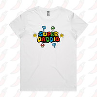 XS / White / Large Front Design Super Daddio ⭐🍄 – Women's T Shirt