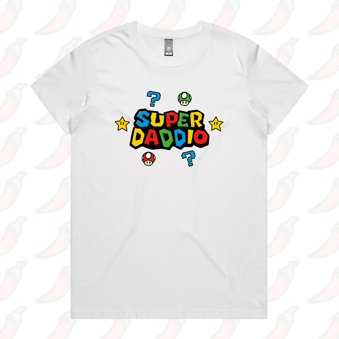 XS / White / Large Front Design Super Daddio ⭐🍄 – Women's T Shirt