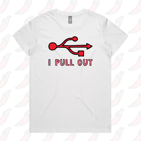 XS / White / Large Front Design USB PULL OUT 🔌- Women's T Shirt