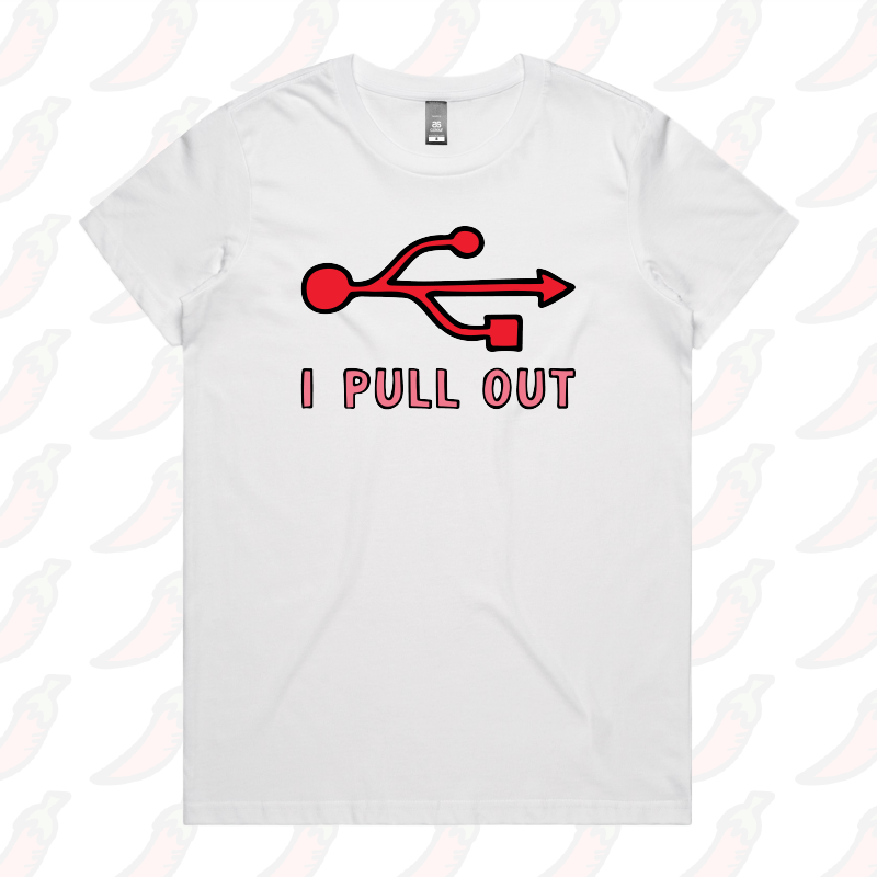 XS / White / Large Front Design USB PULL OUT 🔌- Women's T Shirt