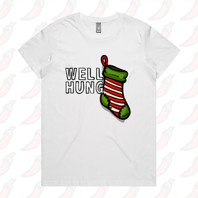 XS / White / Large Front Design Well Hung 🧦🎄- Women's T Shirt