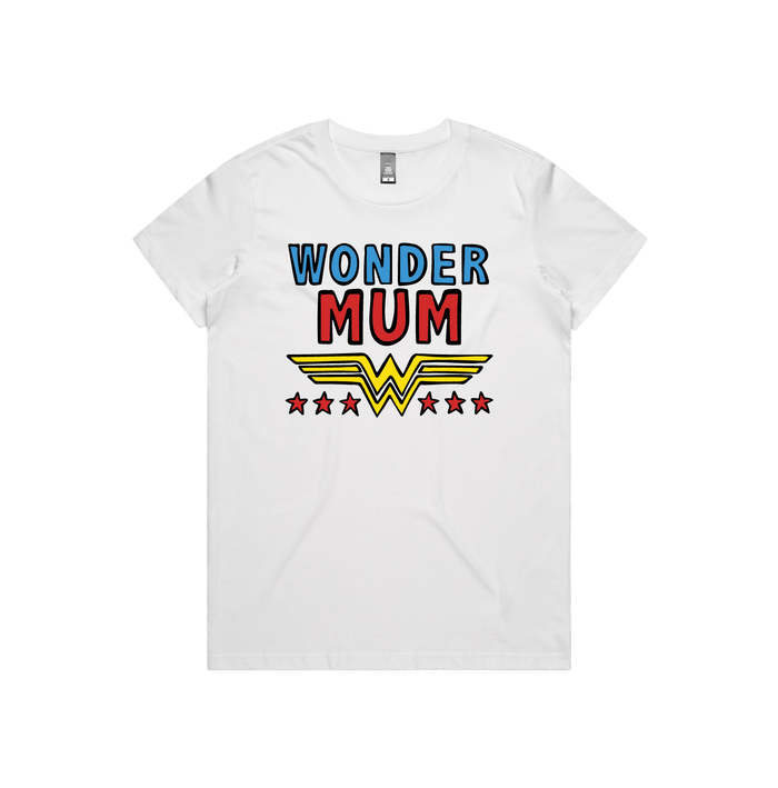 XS / White / Large Front Design Wondermum 🦸‍♀️ - Women's T Shirt