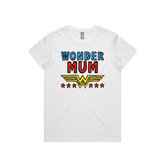 XS / White / Large Front Design Wondermum 🦸‍♀️ - Women's T Shirt