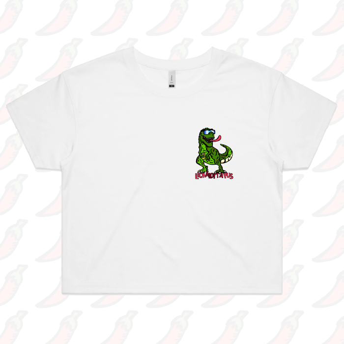 XS / White Lickalottapus 🦖👅- Women's Crop Top