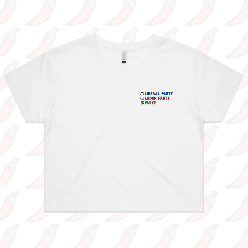 XS / White Party Vote ✅ - Women's Crop Top