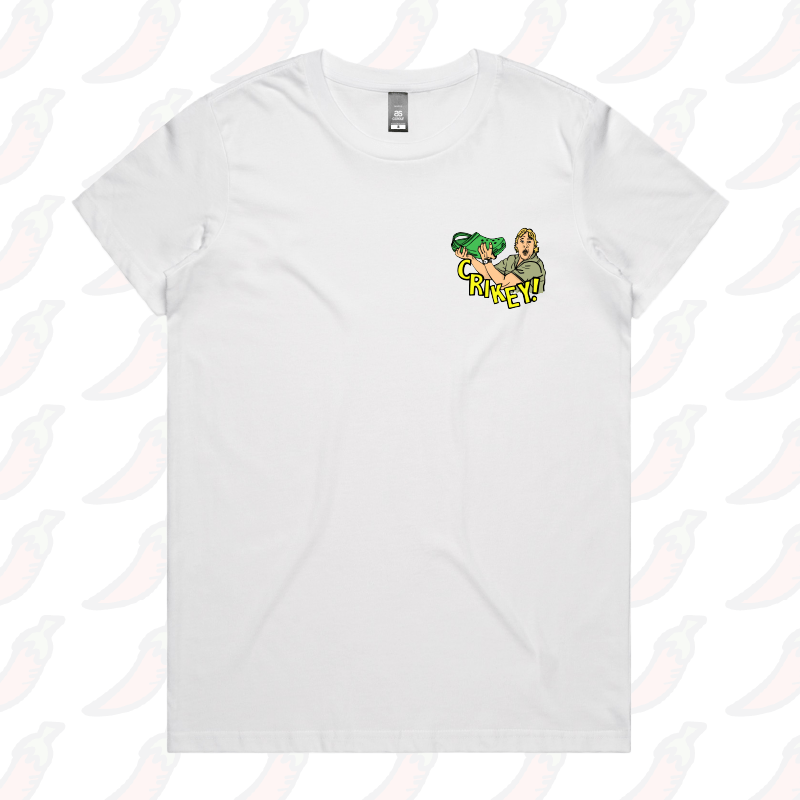 XS / White / Small Front Design Crikey! Croc Hunter 🐊 - Women's T Shirt