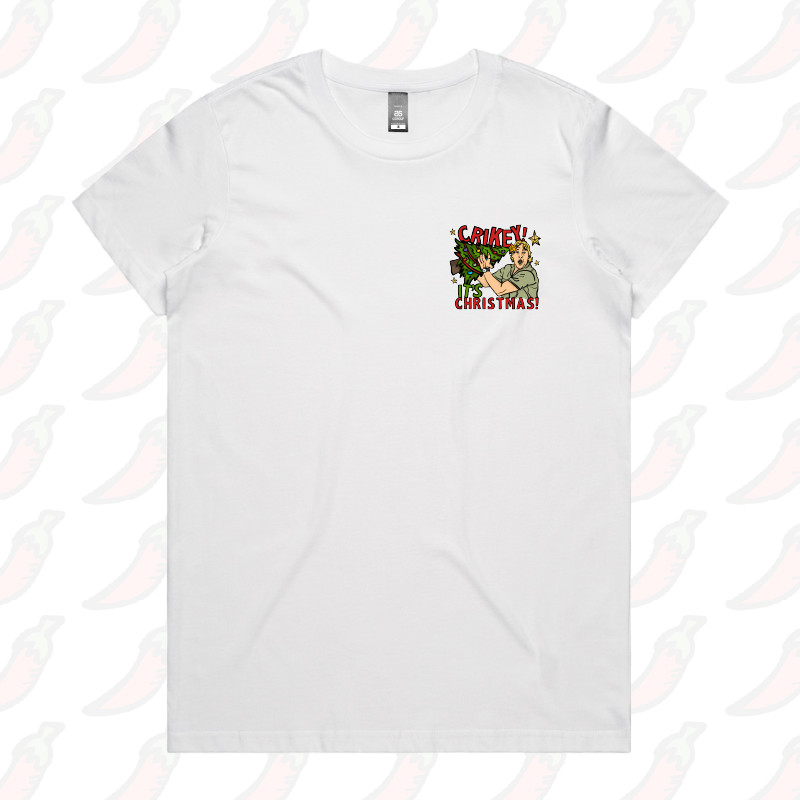 XS / White / Small Front Design Crikey It’s Christmas 🐊🎄- Women's T Shirt