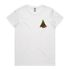 XS / White / Small Front Design Let’s Get Lit 🎄💡 –  Women's T Shirt