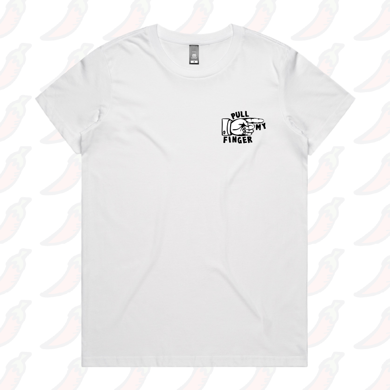 XS / White / Small Front Design Pull My Finger 👉 – Women's T Shirt