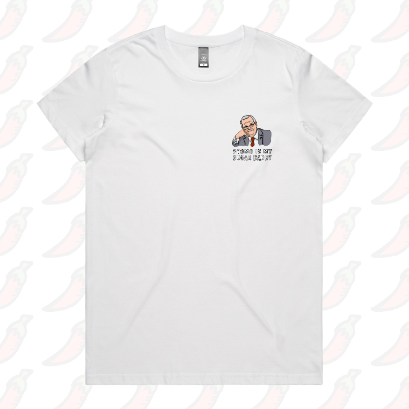 XS / White / Small Front Design Scomo Sugar Daddy 💸 - Women's T Shirt
