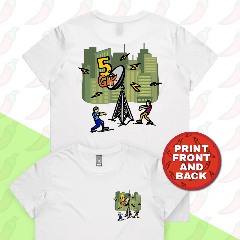 XS / White / Small Front & Large Back Design 5G Zombie 📡🧟‍♂️ - Women's T Shirt
