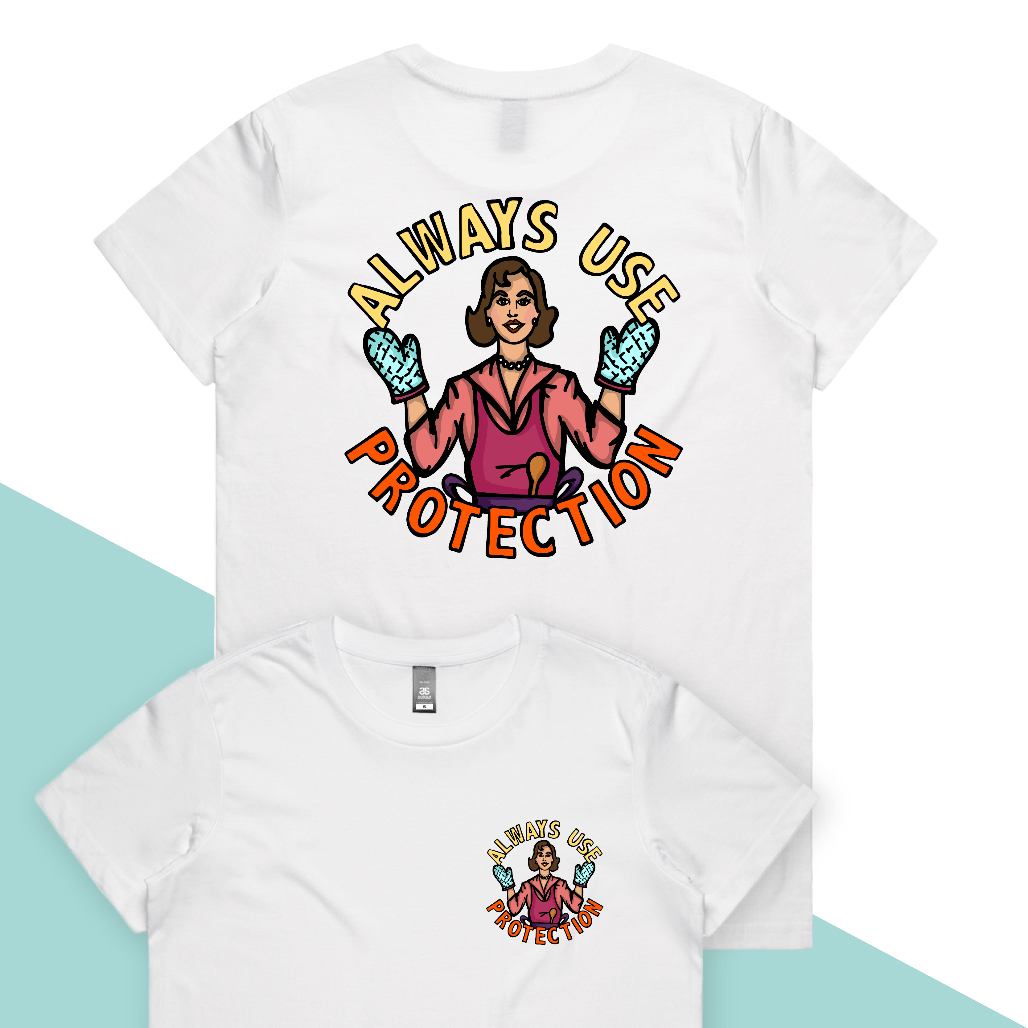 XS / White / Small Front & Large Back Design Always Use Protection 🧤 - Women's T Shirt