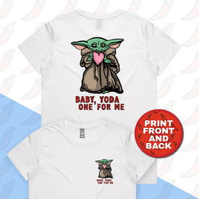 XS / White / Small Front & Large Back Design Baby Yoda Love 👽❤️ - Women's T Shirt