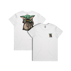 XS / White / Small Front & Large Back Design Baby Yoda 👶 - Women's T Shirt