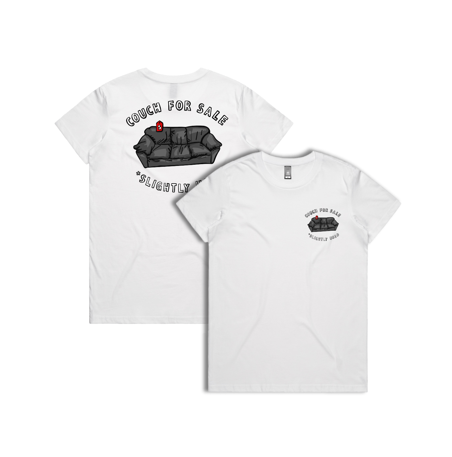 XS / White / Small Front & Large Back Design Casting Couch 📹 - Women's T Shirt