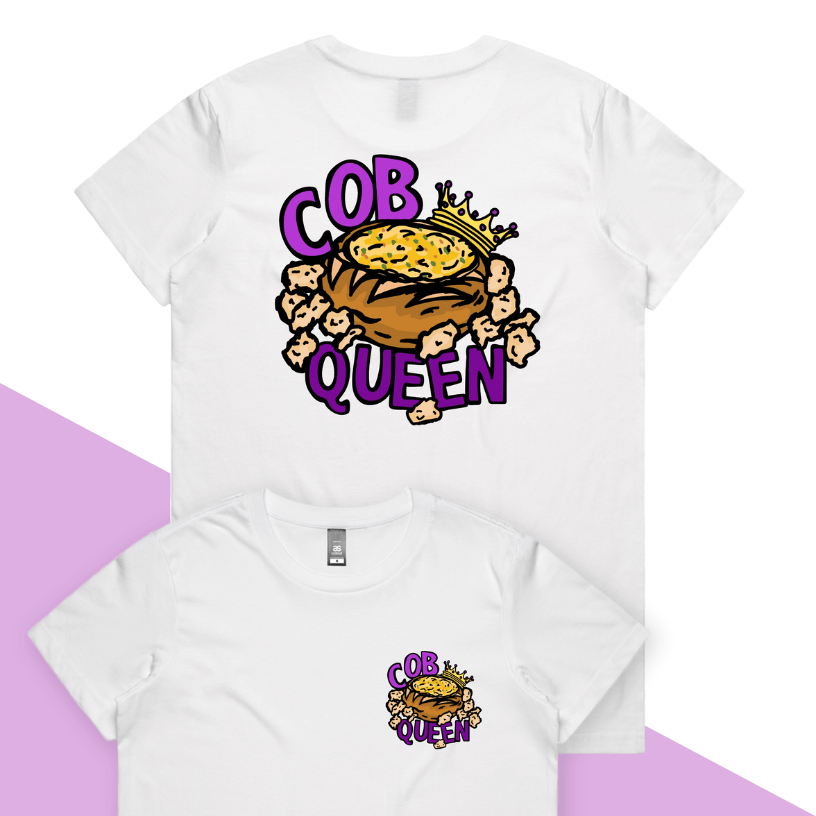 XS / White / Small Front & Large Back Design Cob Queen 👑🍞 – Women's T Shirt