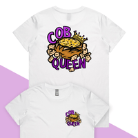 XS / White / Small Front & Large Back Design Cob Queen 👑🍞 – Women's T Shirt