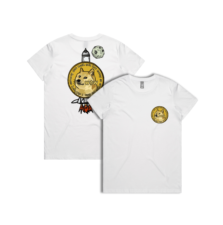 XS / White / Small Front & Large Back Design Dogecoin 🚀 - Women's T Shirt
