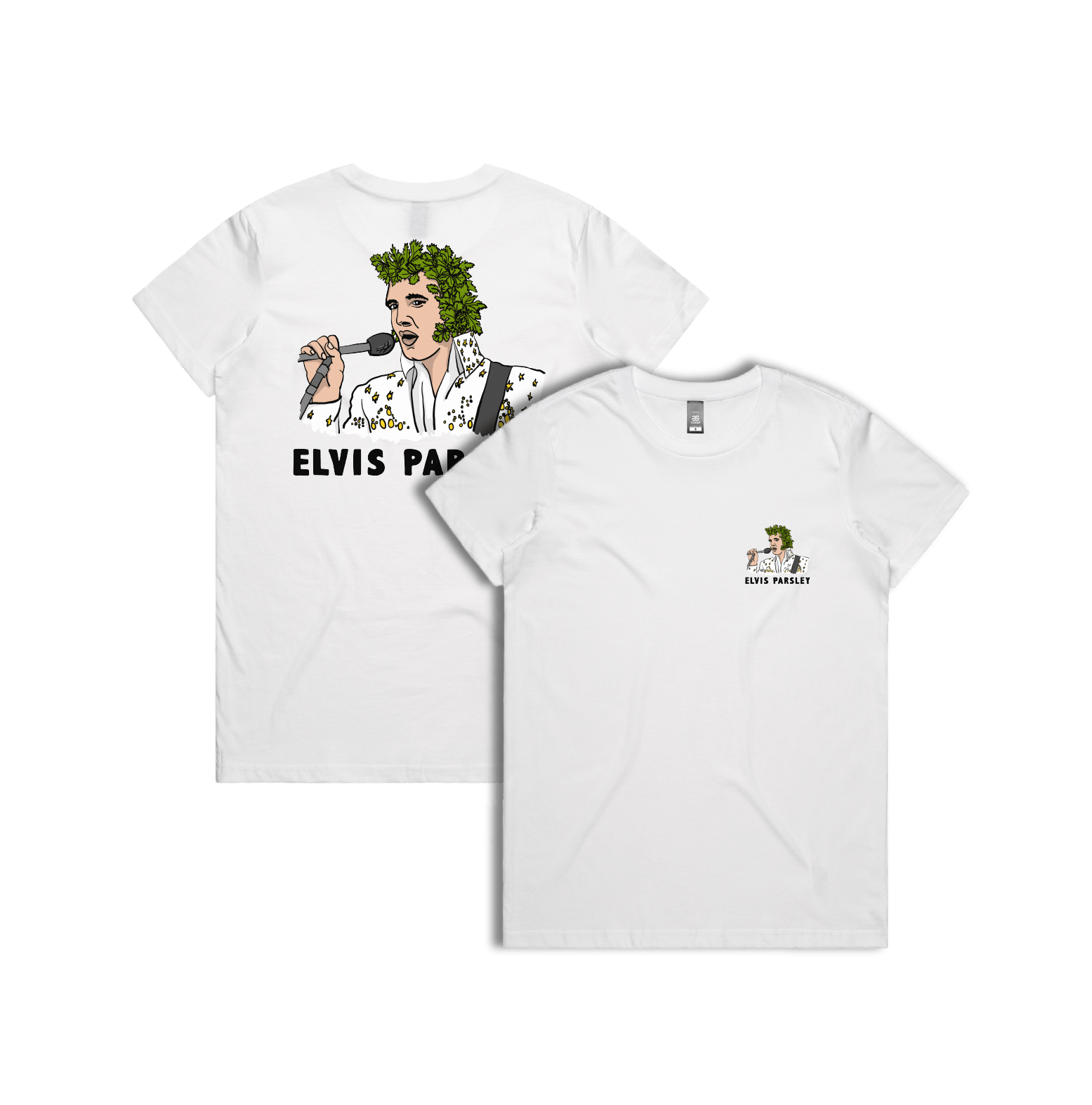 XS / White / Small Front & Large Back Design Elvis Parsley 🌿 - Women's T Shirt