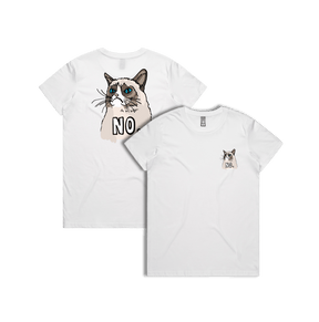 XS / White / Small Front & Large Back Design Grumpy Cat! 😾 - Women's T Shirt