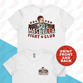 XS / White / Small Front & Large Back Design Hasbulla Fight Club 🥊- Women's T Shirt