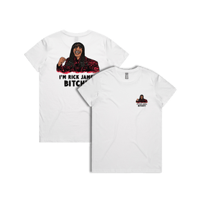 XS / White / Small Front & Large Back Design I'm Rick James ✋🏾 - Women's T Shirt