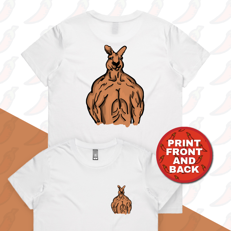 XS / White / Small Front & Large Back Design Jacked Kangaroo 🦘 - Women's T Shirt