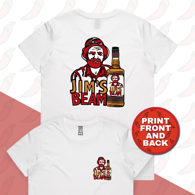 XS / White / Small Front & Large Back Design Jim’s Beam 🥃👍 – Women's T Shirt