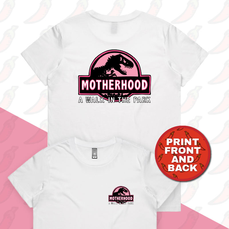 XS / White / Small Front & Large Back Design Jurassic Mum 🦖 - Women's T Shirt