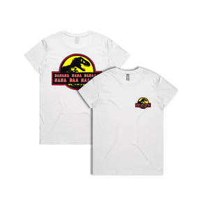 XS / White / Small Front & Large Back Design Jurassic Park Theme 🦕 - Women's T Shirt