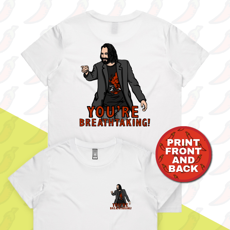 XS / White / Small Front & Large Back Design Keanu Breathtaking 👈 - Women's T Shirt
