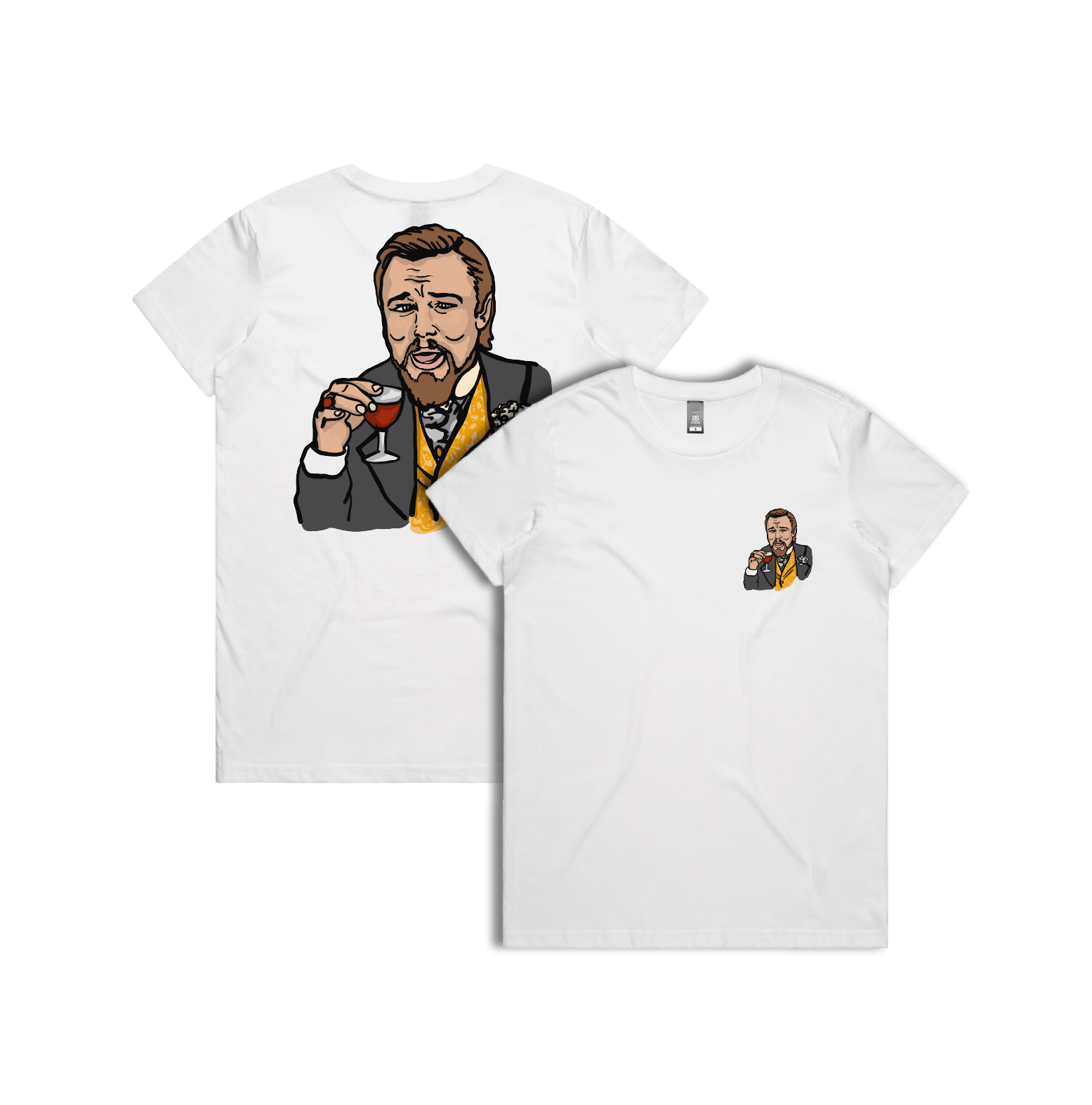 XS / White / Small Front & Large Back Design Laughing Leo 🍷 - Women's T Shirt