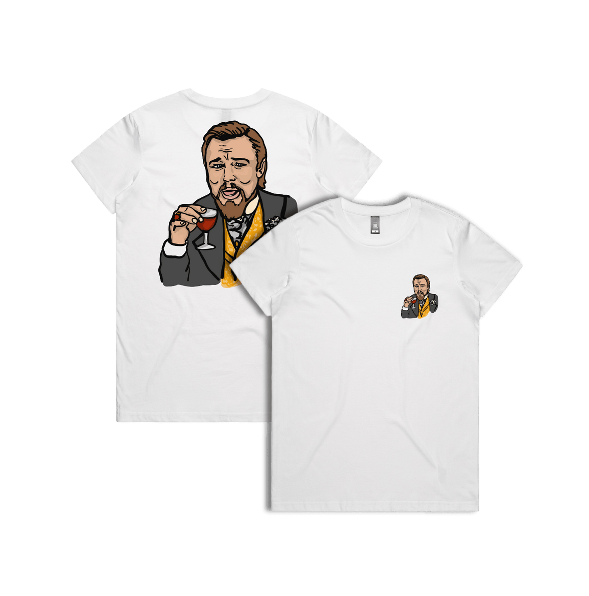 XS / White / Small Front & Large Back Design Laughing Leo 🍷 - Women's T Shirt