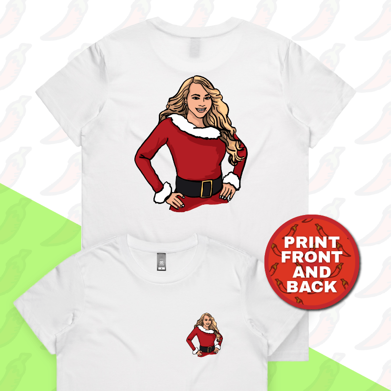 XS / White / Small Front & Large Back Design Mariah Christmas 🎁 - Women's T Shirt