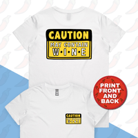 XS / White / Small Front & Large Back Design May Contain Wine 🍷 – Women's T Shirt