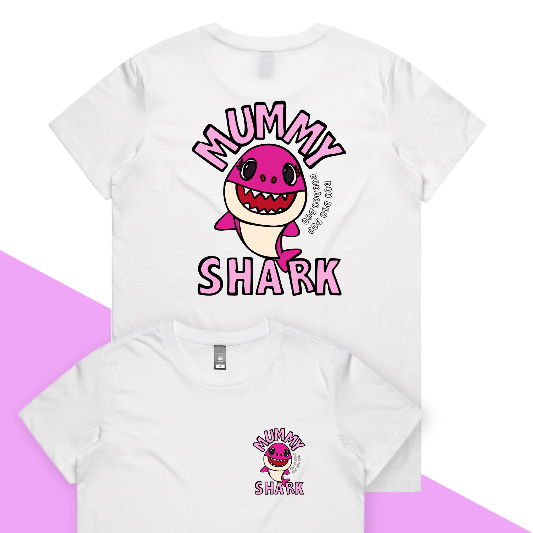XS / White / Small Front & Large Back Design Mummy Shark 🦈 - Women's T Shirt