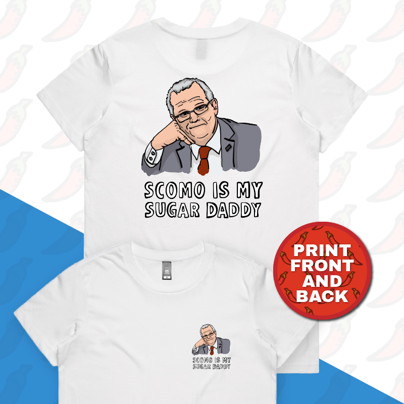 XS / White / Small Front & Large Back Design Scomo Sugar Daddy 💸 - Women's T Shirt