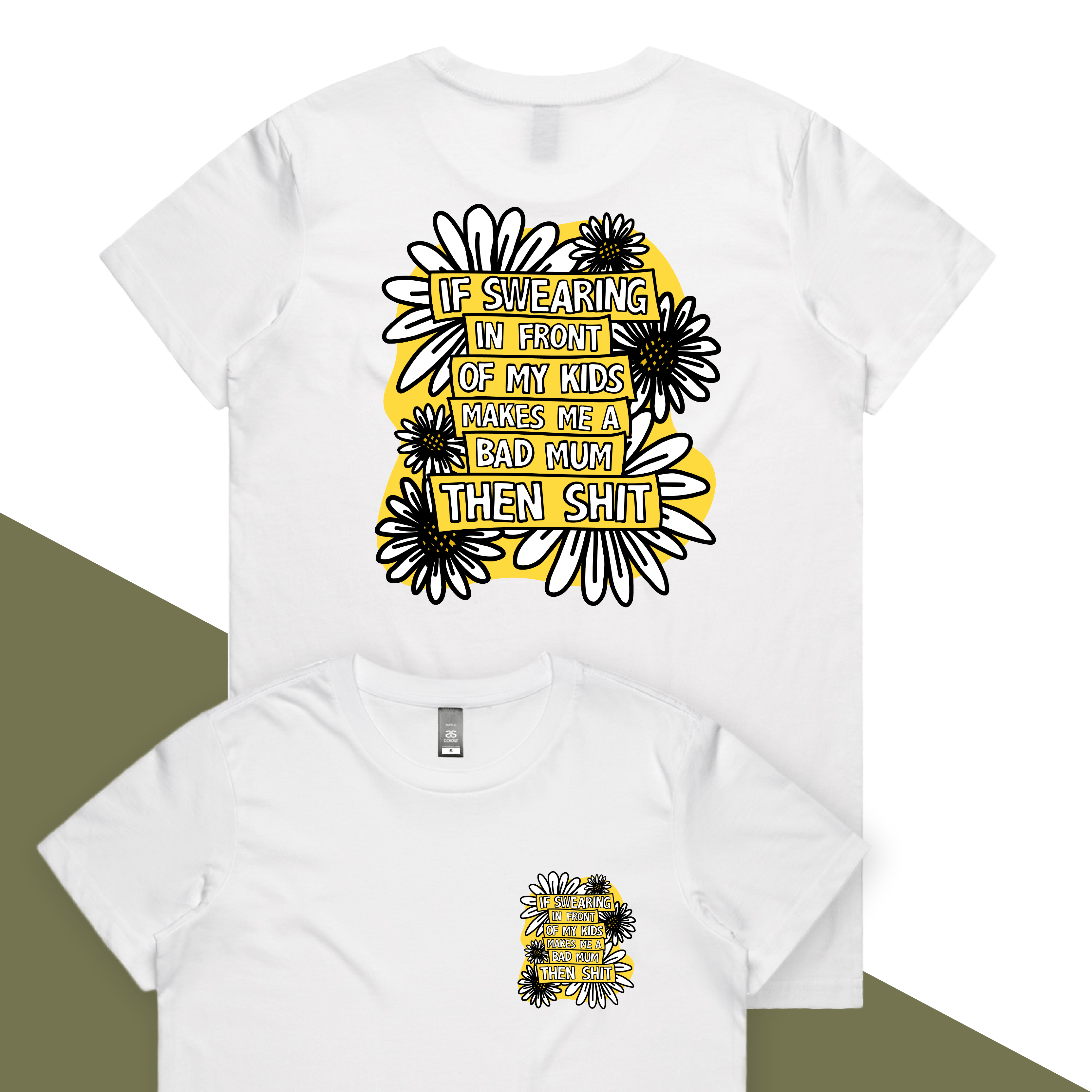 XS / White / Small Front & Large Back Design Sweary Mum 🤬🎀 – Women's T Shirt