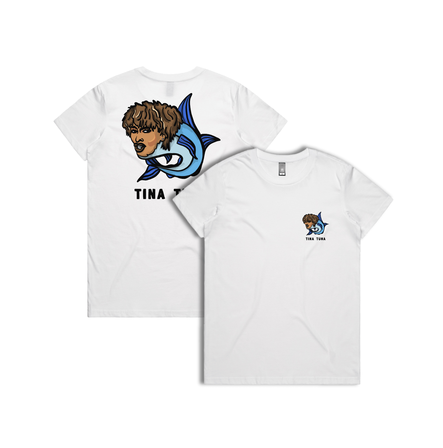 XS / White / Small Front & Large Back Design Tina Tuna 🐟 - Women's T Shirt